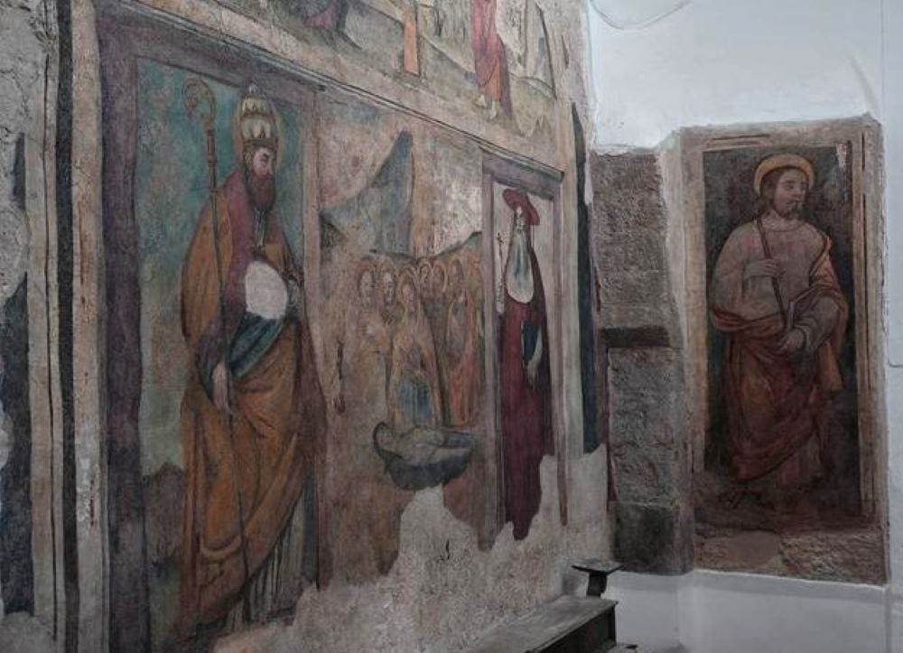 Dormitio Virginis con San Gregorio Magno San Girolamo e San Giacomo Minore con frammenti di scena di crocifissione 5 Copy tg