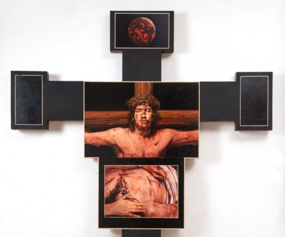 Federico Guida Croce 4 2019 2021 olio su tela di lino applicata su legno 238x180x6 cm Copy