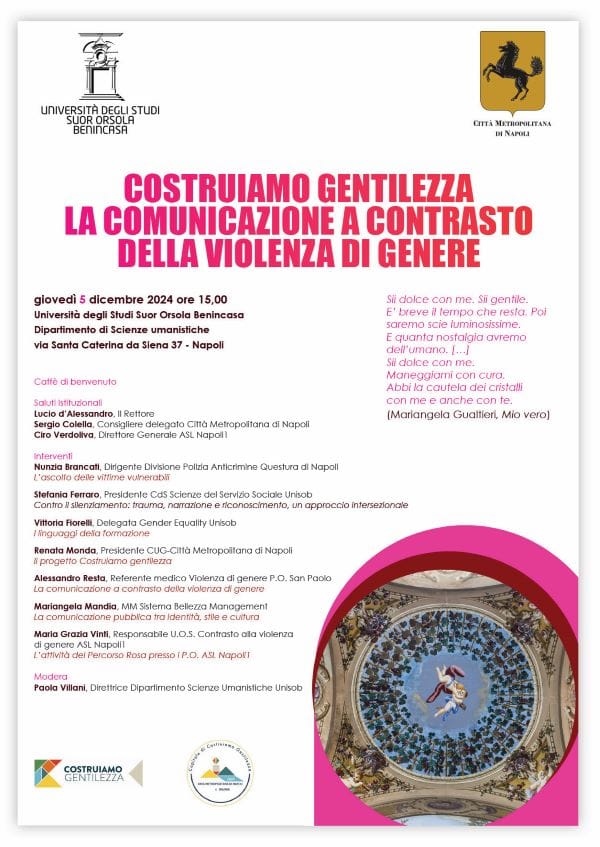 Costruiamo-Gentilezza-Suor-Orsola-Benincasa-low Città Metropolitana di Napoli: Progetto Costruiamo Gentilezza, convegno al Suor Orsola