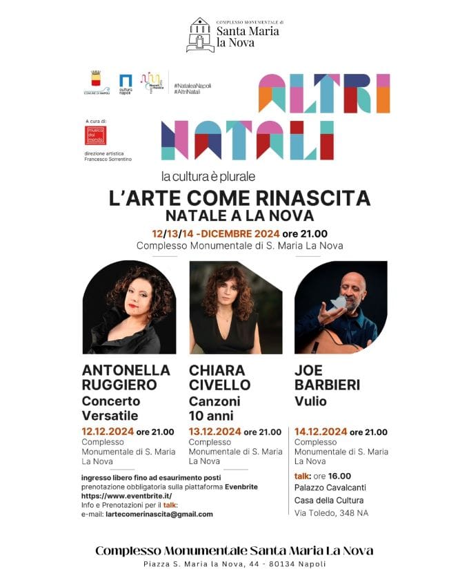 Locandina-LArte-come-Rinascita-Santa-Maria-La-Nova-low 'L'arte come rinascita. Natale a la Nova": musica e cultura per le festività natalizie a Napoli