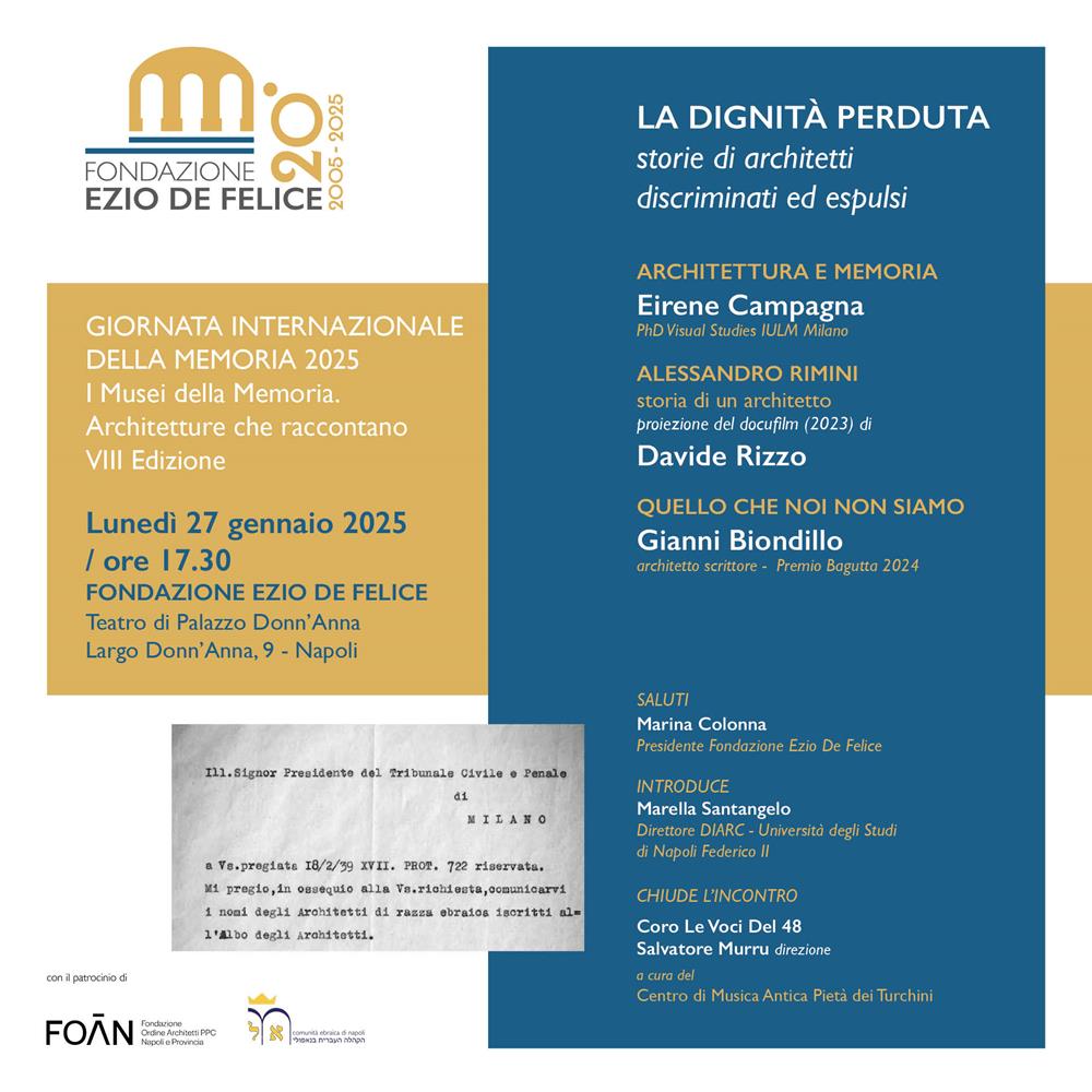 vFDF_invito-Memoria2025-Copy Fondazione De Felice: 'La dignità perduta, storie di architetti discriminati ed espulsi'