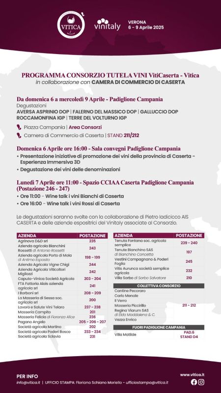 Locandina-VINITALY-low Vitica porta i vini di Terra di Lavoro al Vinitaly 2025: Aversa Asprinio e Falerno del Massico